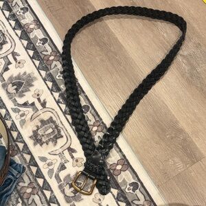 J. Crew Black Braided Belt with Brass Buckle